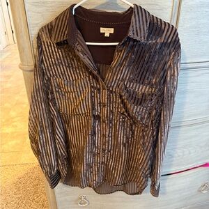 Pilcro Brown Striped Shirt